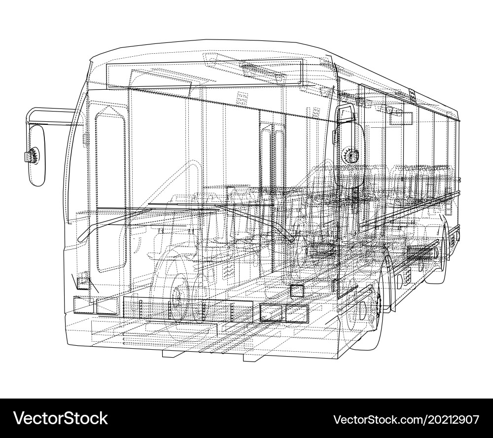 Wireframe City Bus Rendering vector image