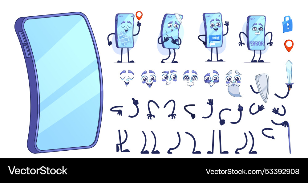 Creative animation set featuring various animated Creative animation set featuring various animated vector image