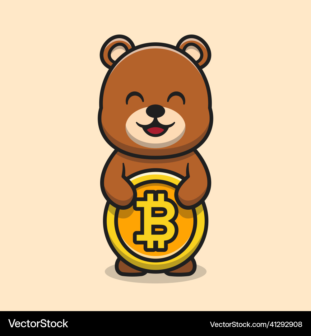 Cute bear holding bitcoin cartoon icon – Royalty-Free Vector | VectorStock