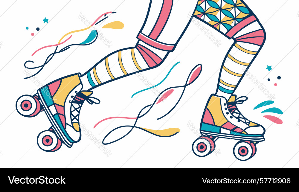 Dynamic roller skater with colorful trailing Vector Image