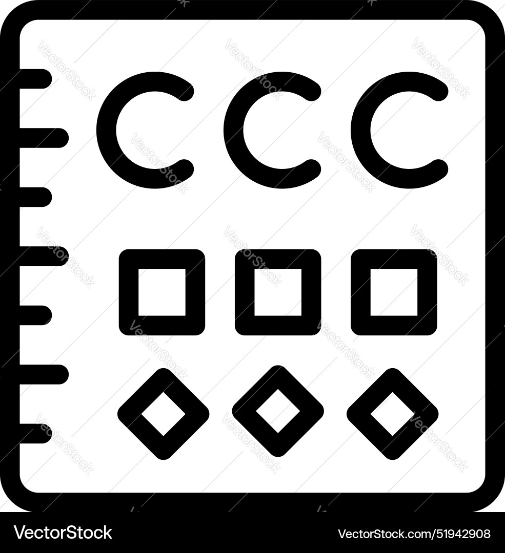 Eye test chart with letters and shapes Eye test chart with letters and shapes vector image