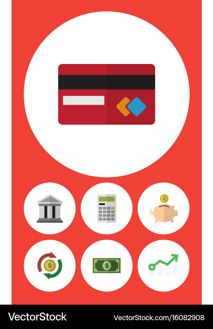 Flat icon finance set of interchange calculate vector image