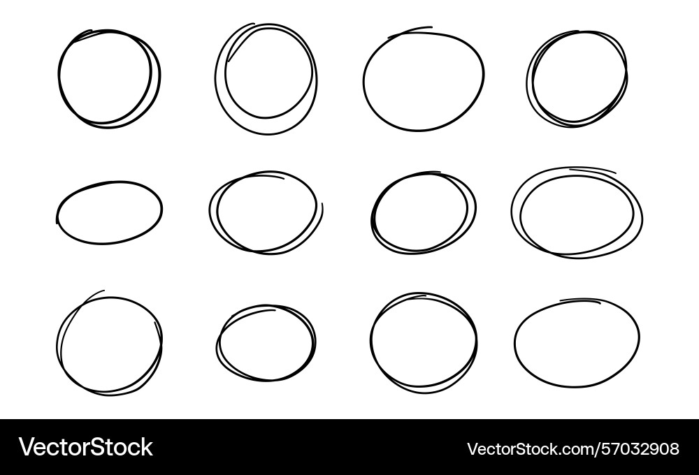 Hand drawn circle line sketch set circular Hand drawn circle line sketch set circular vector image