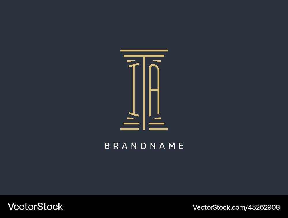 Ia initial monogram with pillar shape logo design Vector Image