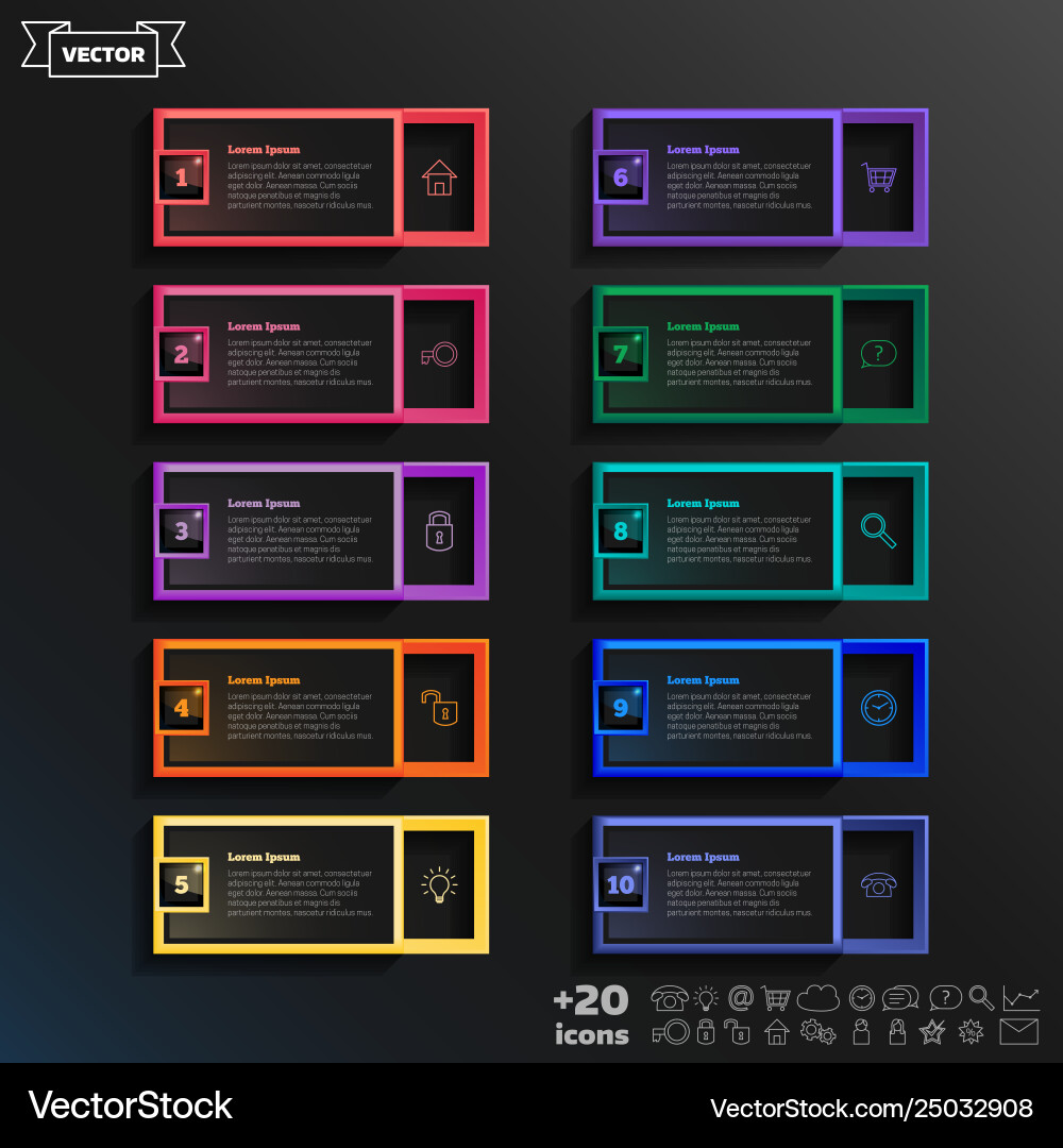 Infographic design list with colorful square vector image
