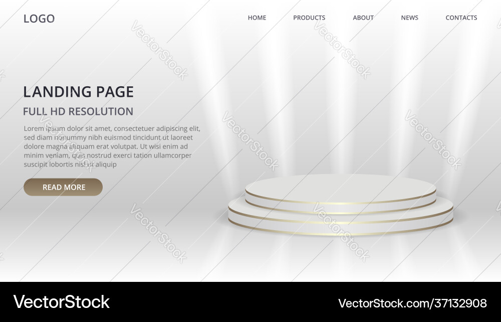 Landing page website template with round scene Landing page website template with round scene Vector Image