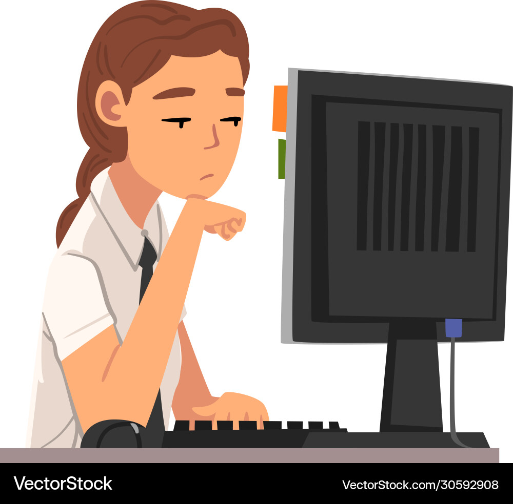 Lazy Woman at Computer vector image