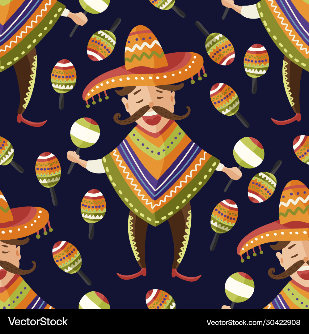 Man with maracas seamless pattern Vector Image