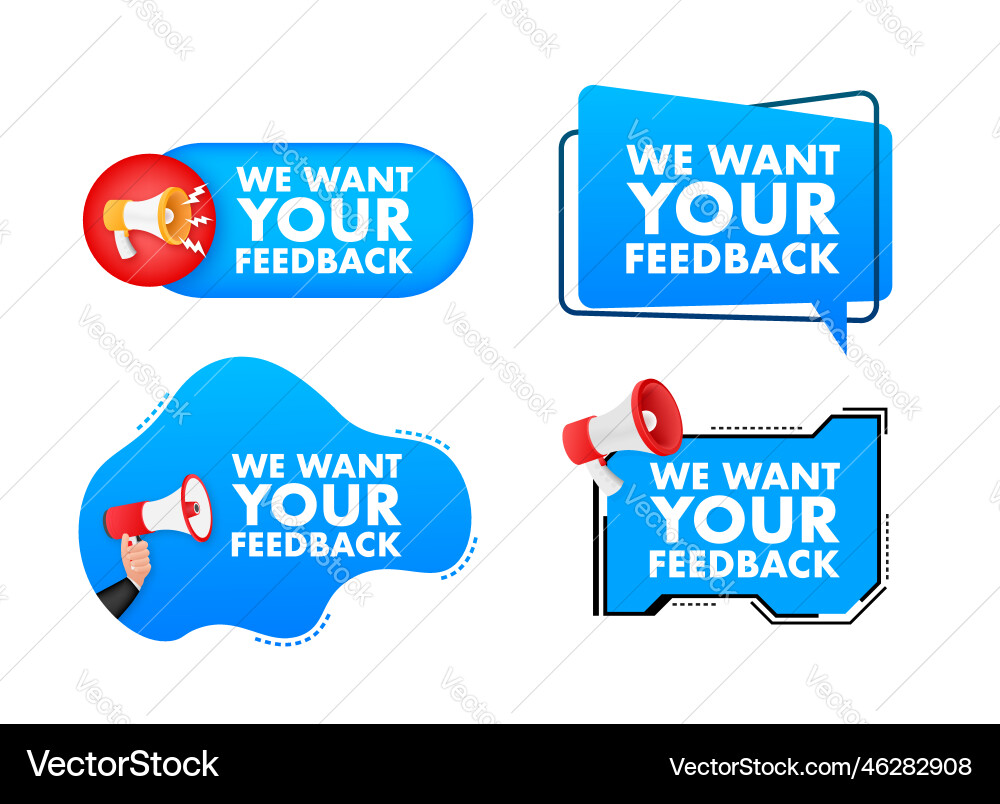 Megaphone label set with text we want your Megaphone label set with text we want your vector image