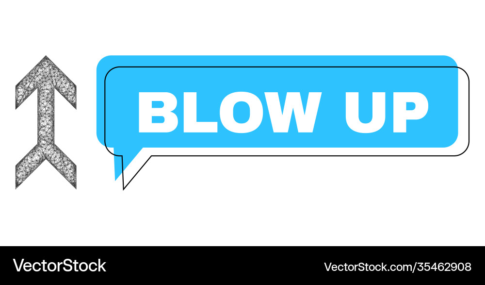 Misplaced blow up message cloud and net mesh arrow Vector Image
