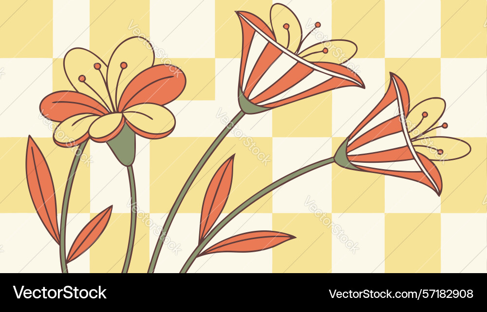 Modern floral pattern with geometric grid design vector image