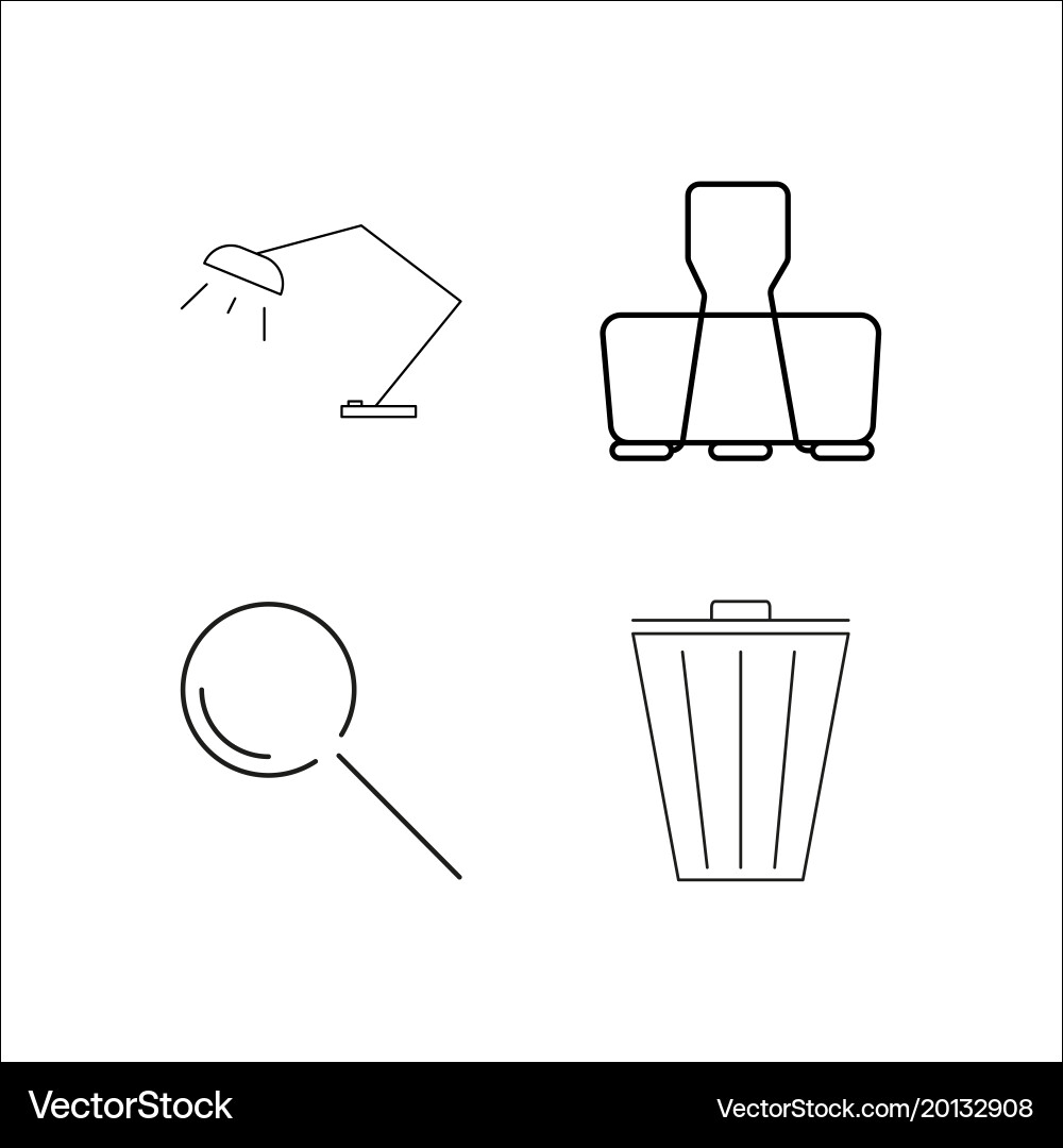 Office simple linear icon setsimple outline icons vector image