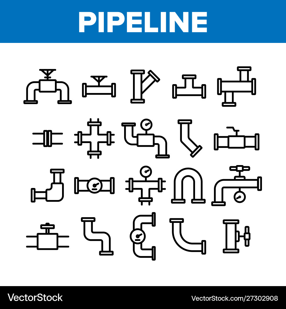 Pipeline collection elements icons set Pipeline collection elements icons set vector image