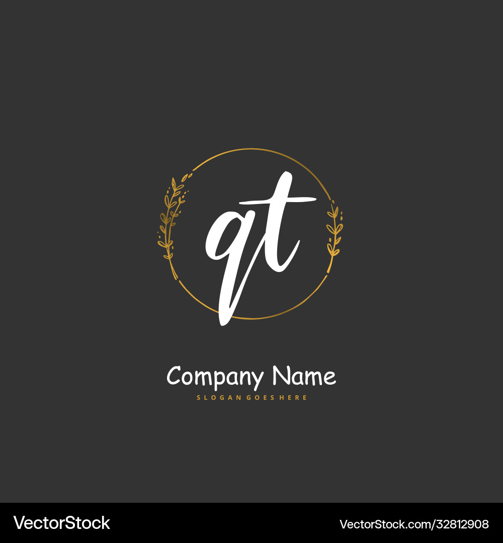 Q t qt initial handwriting and signature logo Q t qt initial handwriting and signature logo Vector Image