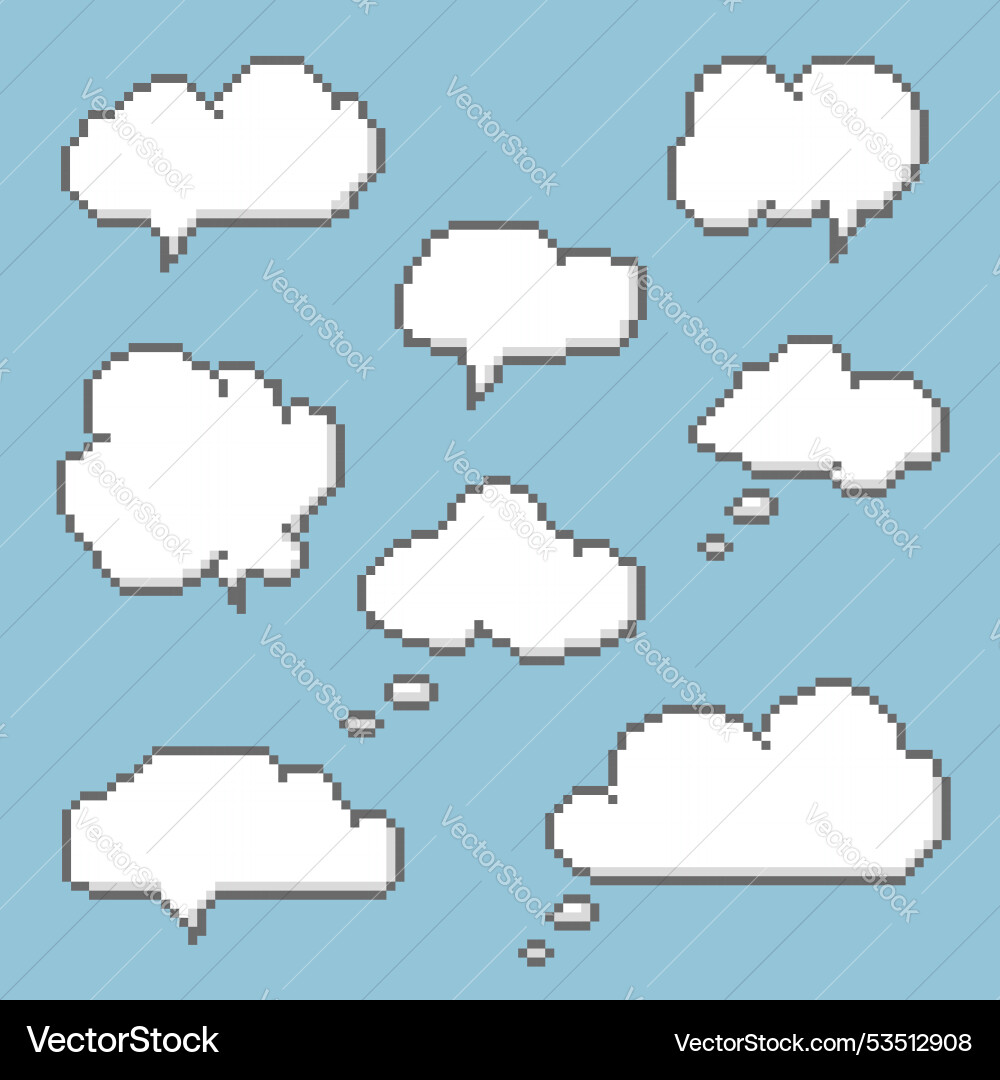 Retro game 8bit cloud pixel speech bubble balloon Retro game 8bit cloud pixel speech bubble balloon vector image
