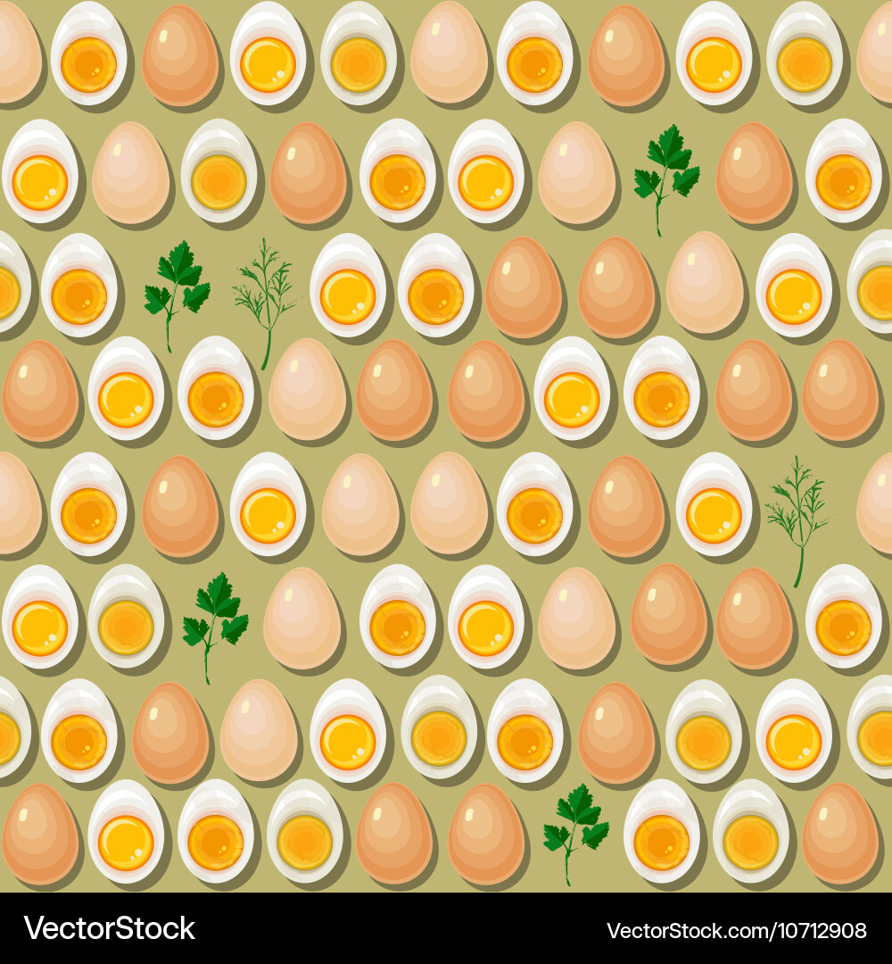 Seamless pattern with eggs yolks and parsley vector image