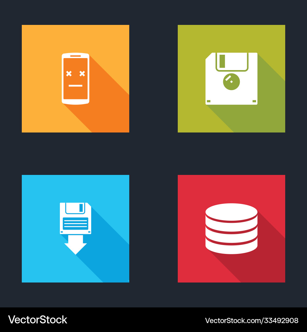 Set dead mobile floppy disk backup and database Set dead mobile floppy disk backup and database vector image
