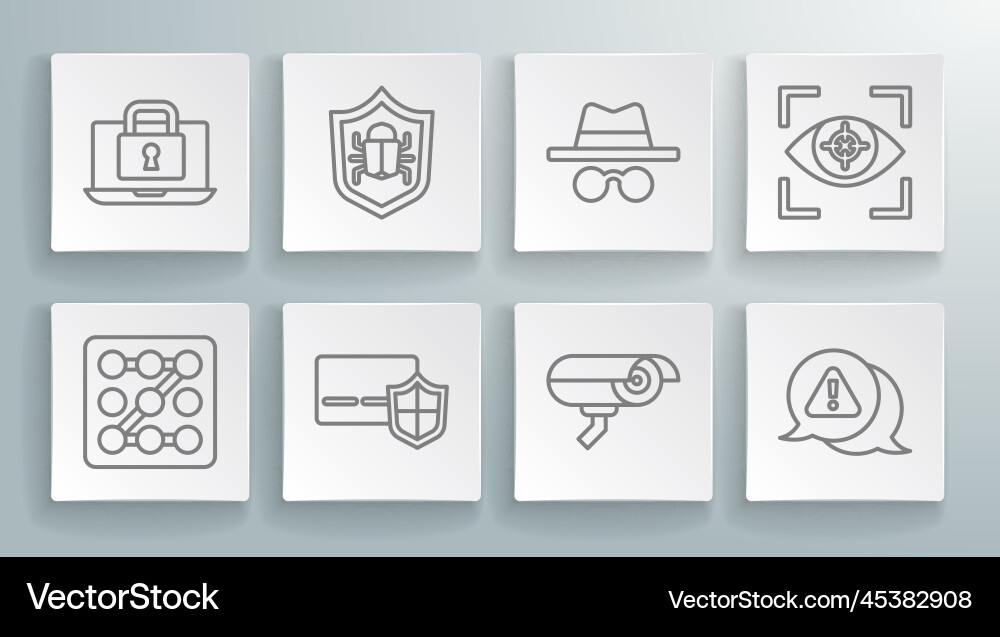 Set line graphic password protection system bug Set line graphic password protection system bug vector image