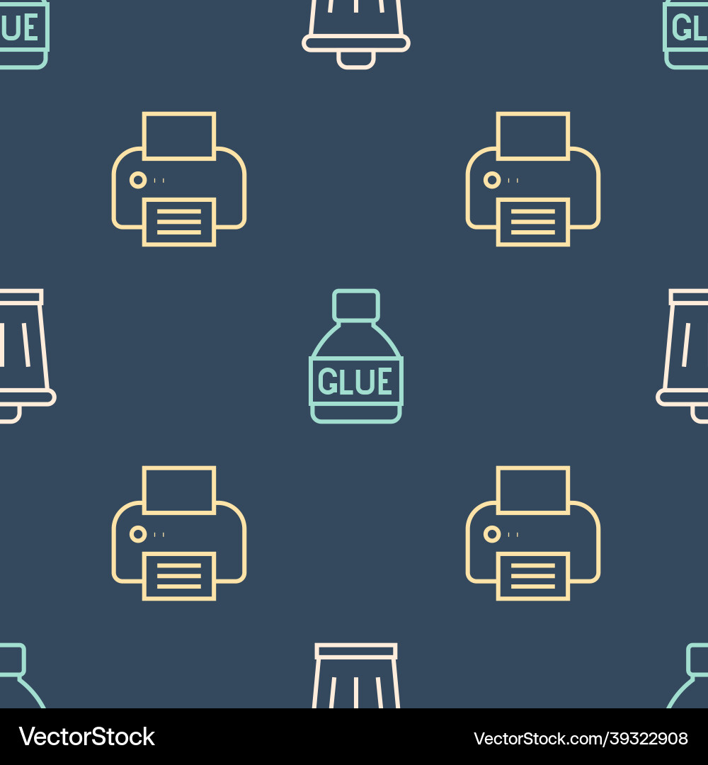 Set line trash can printer and glue on seamless Set line trash can printer and glue on seamless Vector Image