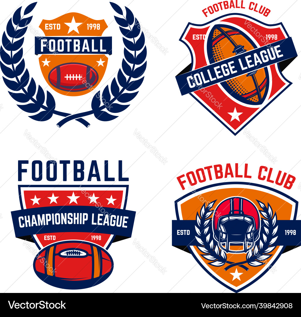 Set of american football emblems design element vector image