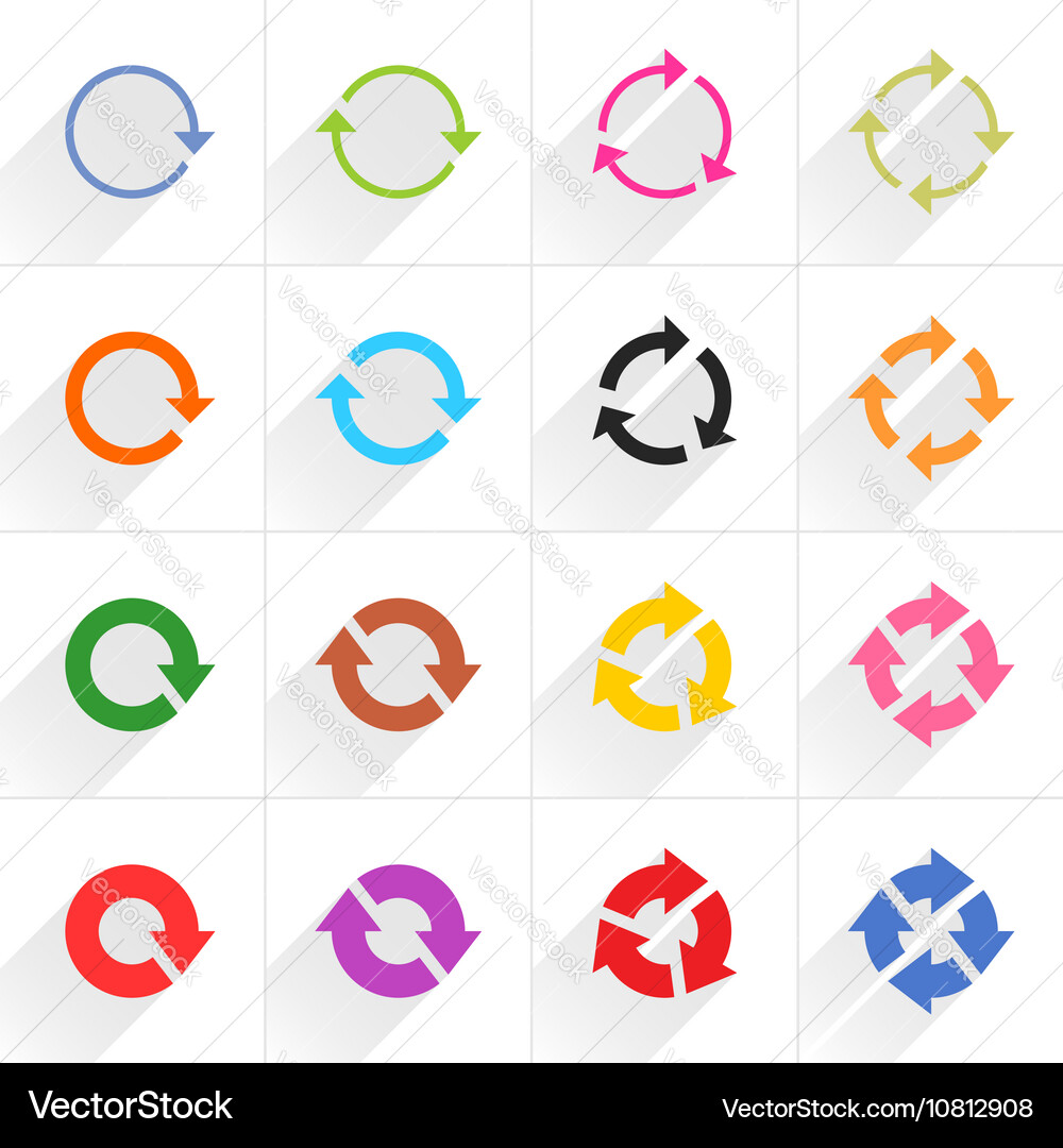 Six Flat Arrow Icons - Refresh Repeat Rotate vektorbild