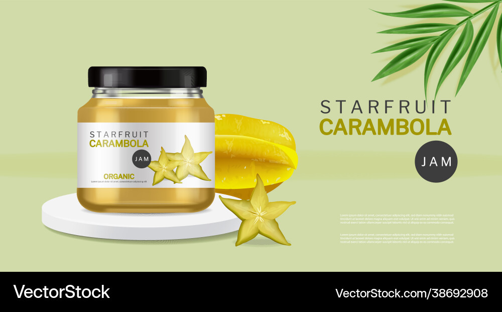 Starfruit Marmelade realistisches organisches Glas Starfruit Marmelade realistisches organisches Glas vektorbild