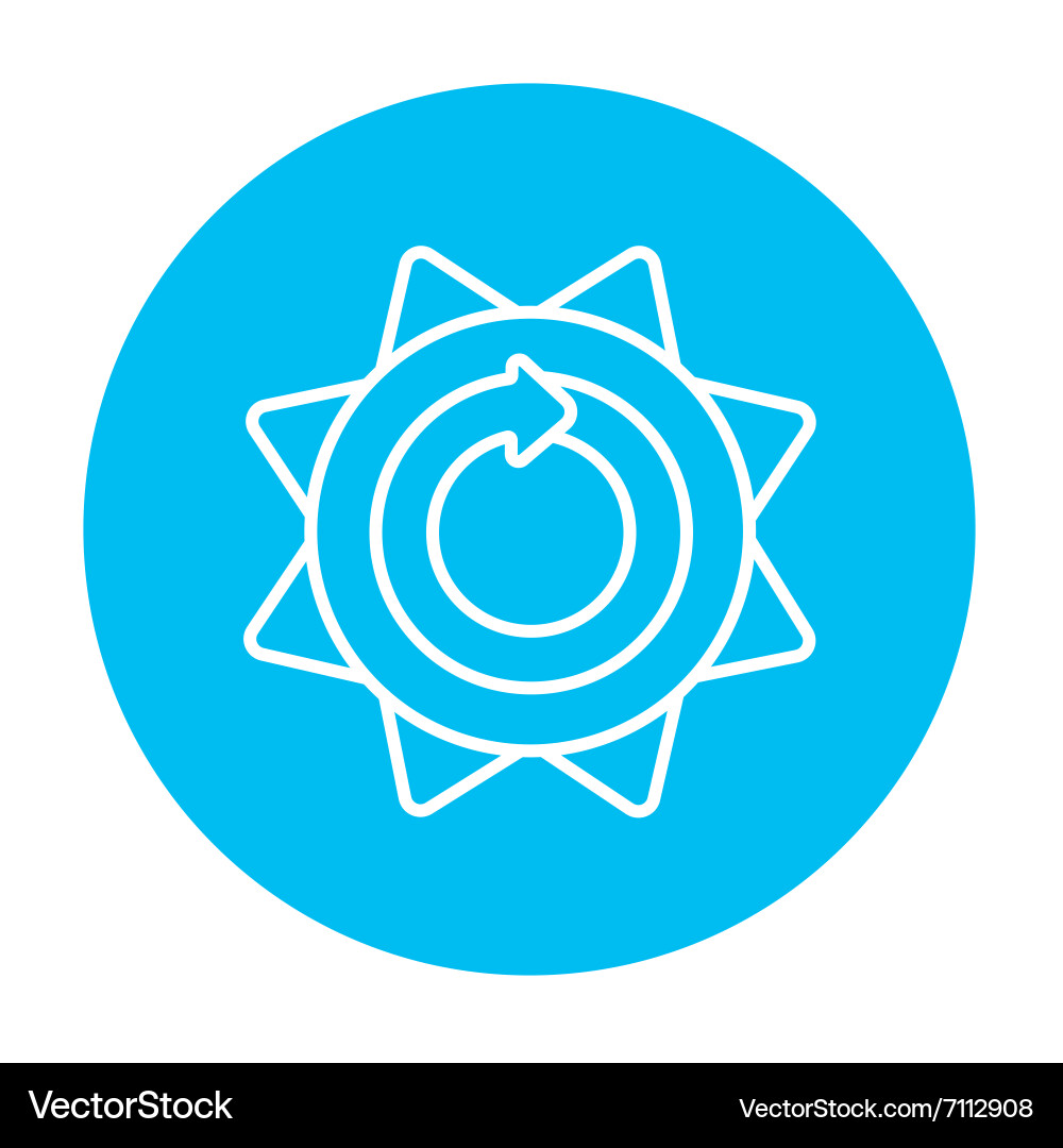 Sun with round arrow line icon Vector Image