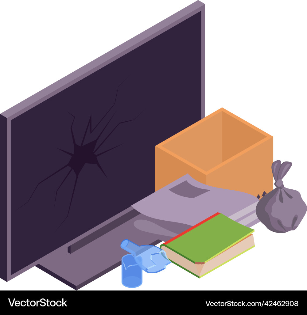 Unsorted garbage isometric composition Unsorted garbage isometric composition vector image