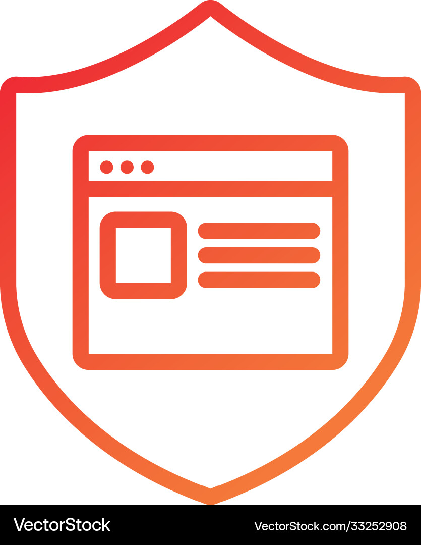 Webpage template in shield gradient style icon Webpage template in shield gradient style icon Vector Image