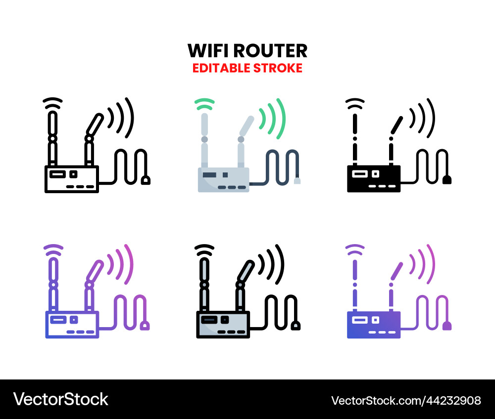Wifi router icon set with different style Wifi router icon set with different style Vector Image