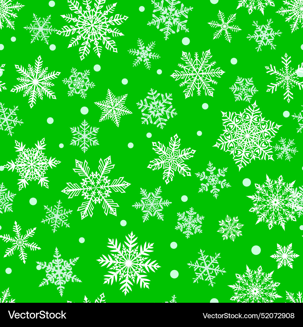 Winter Snowflake Pattern - Green Background vector image