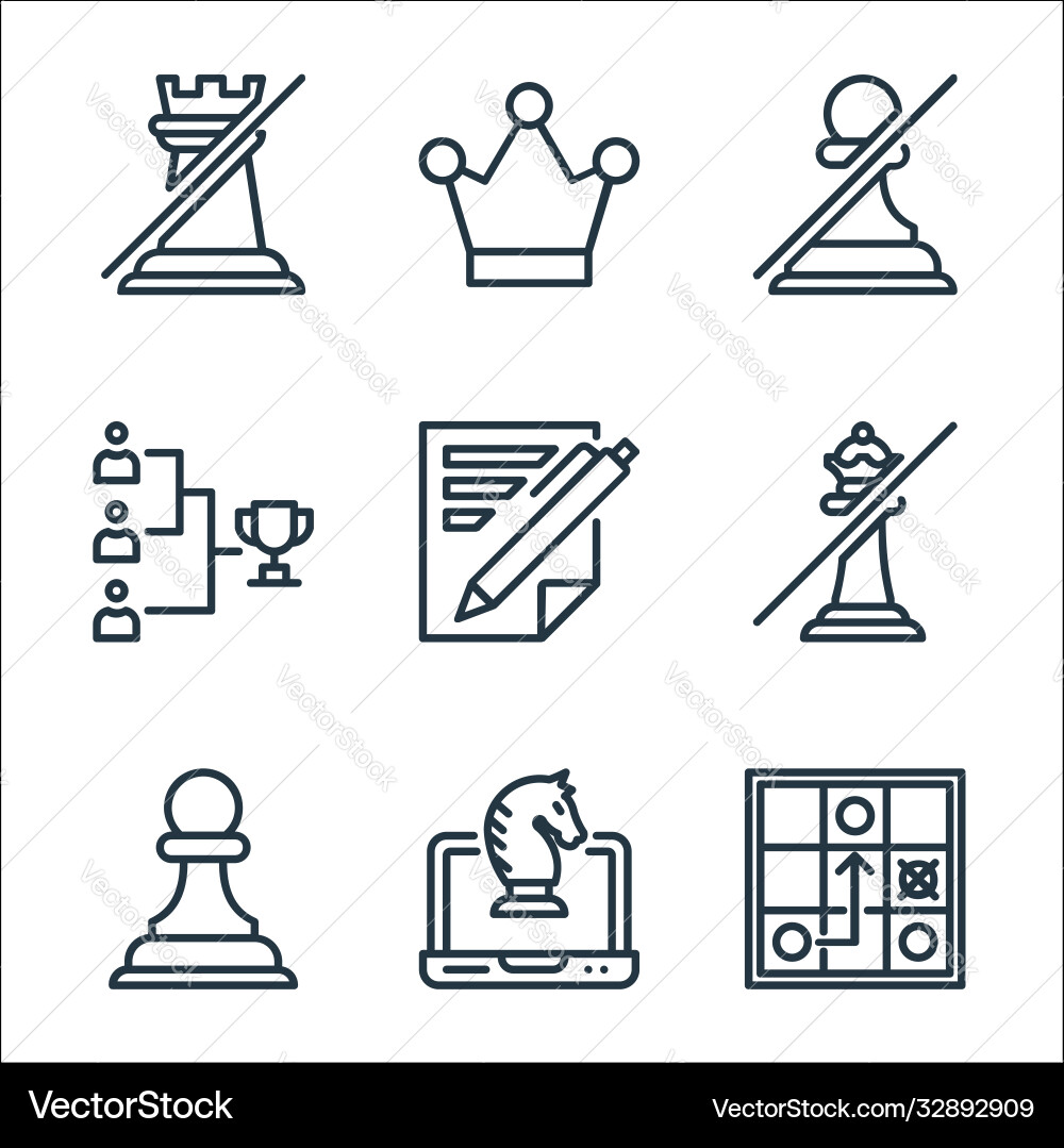 Chess game line icons linear set quality Vector Image
