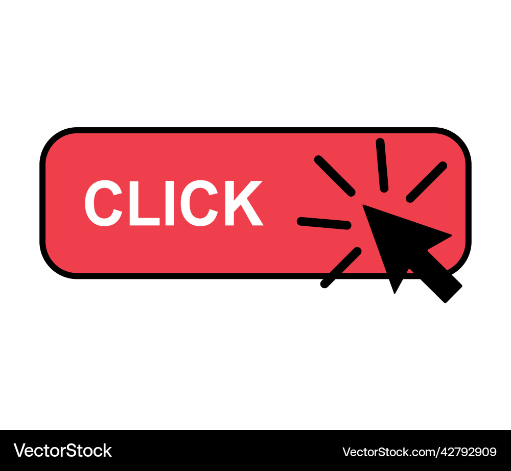 Click here web button internet flat pointer Click here web button internet flat pointer vector image