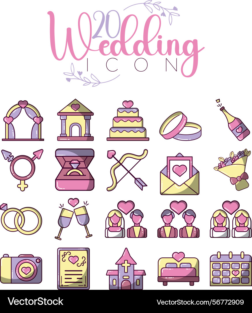 Complete wedding icons Vector Image