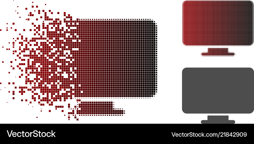 Decomposed pixel halftone desktop icon Decomposed pixel halftone desktop icon vector image