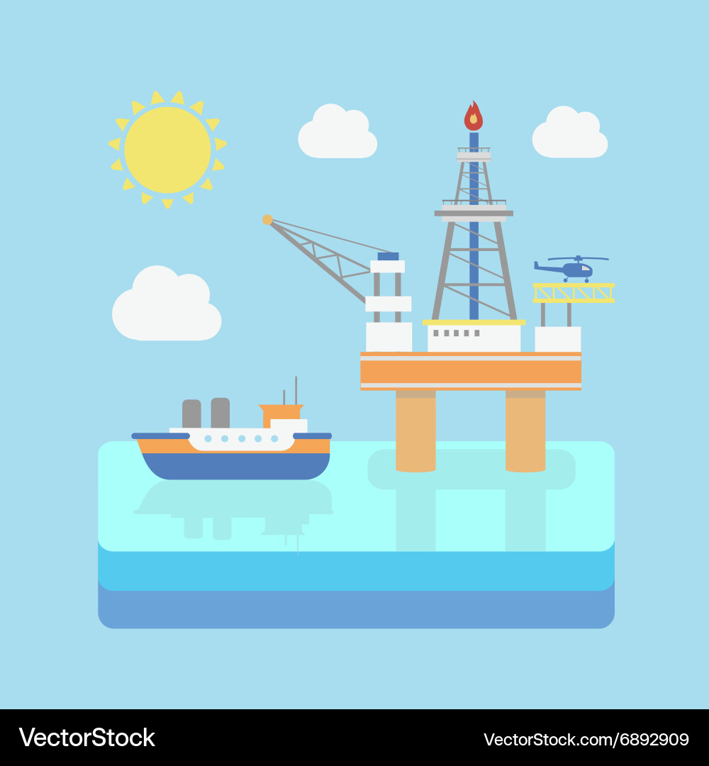 Drilling rig at sea oil platform gas fuel Vector Image