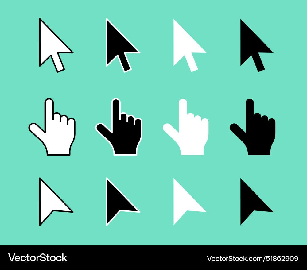 Flache Stil Handpointer und Cursor in der Sammlung vektorbild