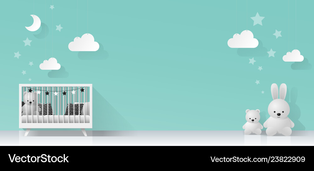 Interior background with modern baby bedroom Interior background with modern baby bedroom vector image