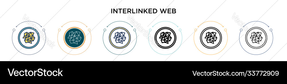 Interlinked web icon in filled thin line outline Vector Image
