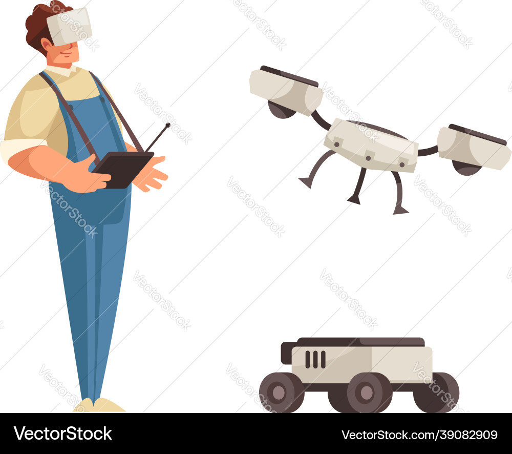 Man controlling vehicle Man controlling vehicle vector image