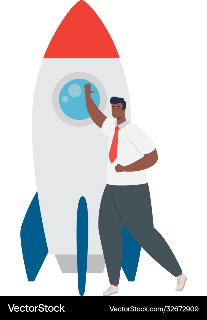 Man with start up rocket design vector image