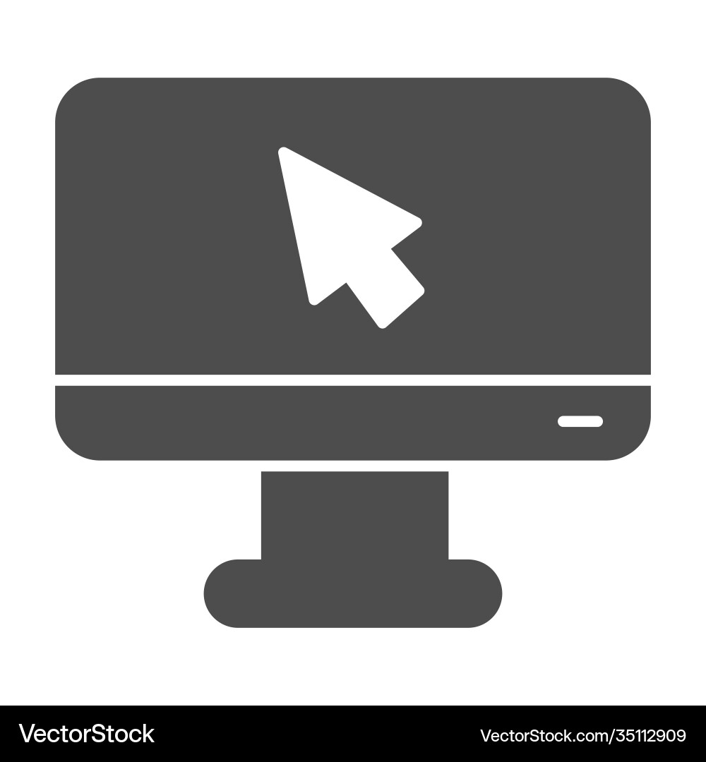 Monitor with mouse pointer solid icon school Monitor with mouse pointer solid icon school vector image
