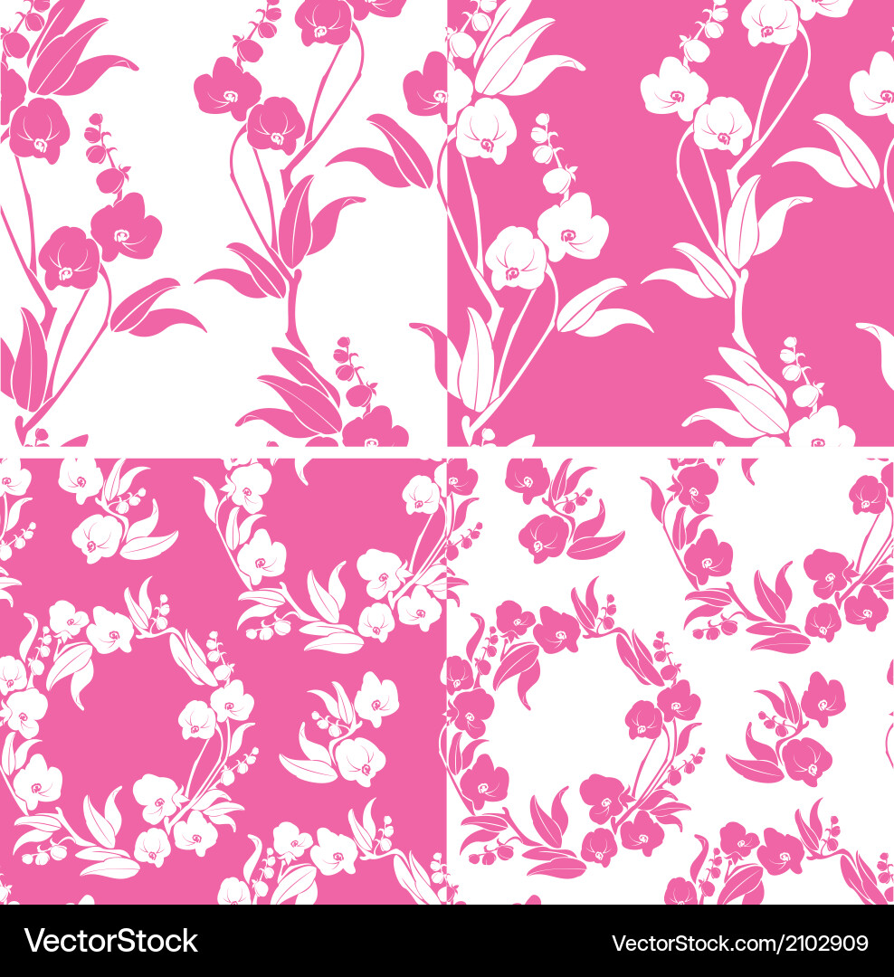 Orchid Seamless Pattern Vector Image