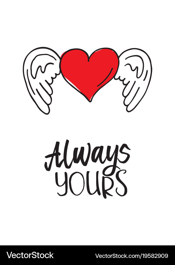 Romantic Heart with Wings - Always Yours Vector Image