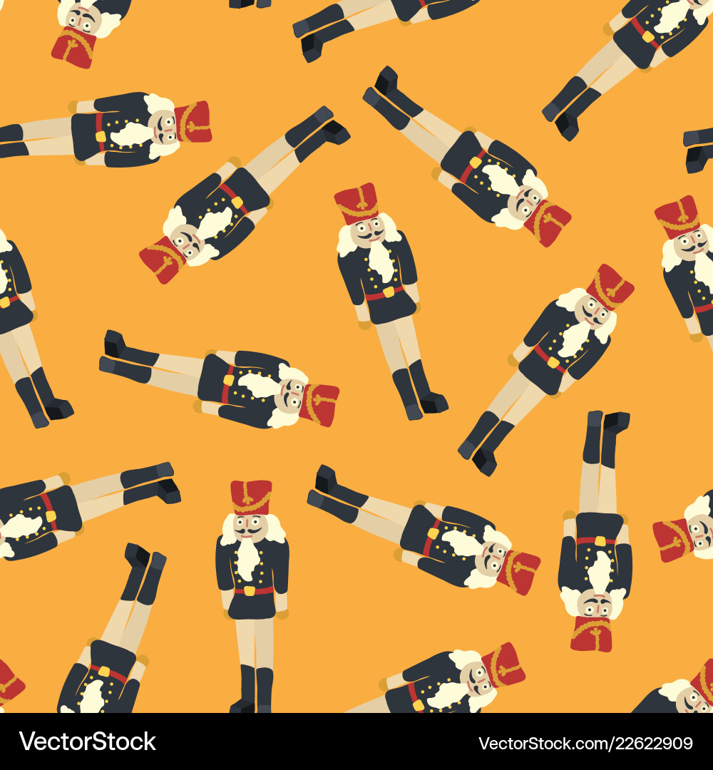 Seamless nutcracker pattern background gold Seamless nutcracker pattern background gold vector image