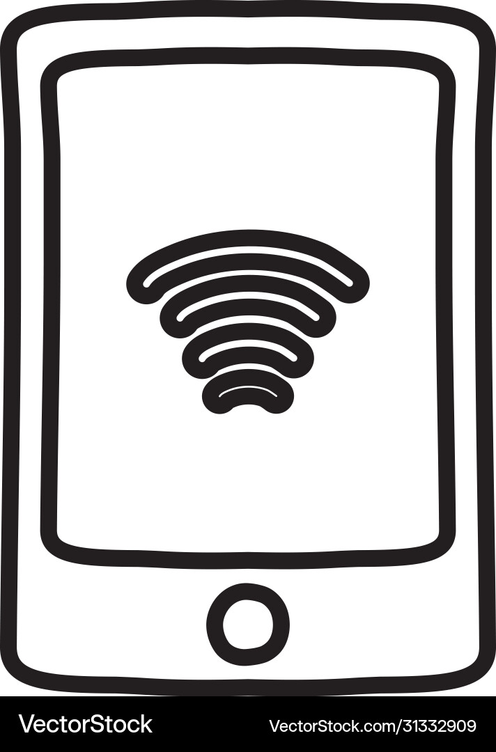 Smartphone with wifi symbol on screen line style Vector Image