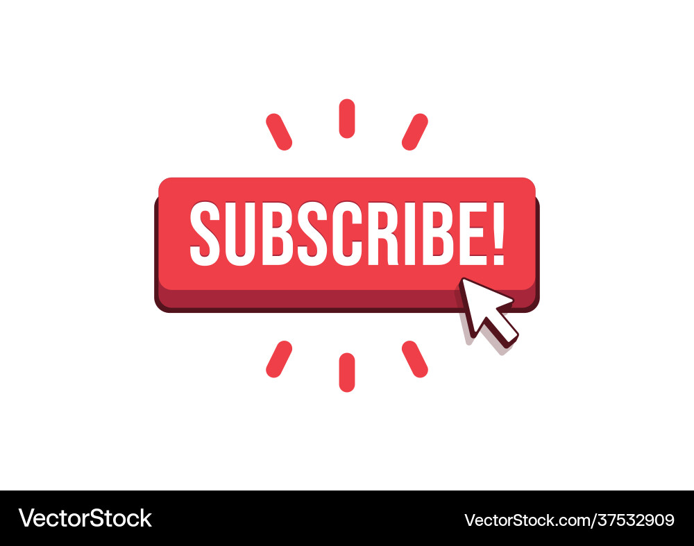 Subscribe button with arrow cursor and shadow Subscribe button with arrow cursor and shadow vector image