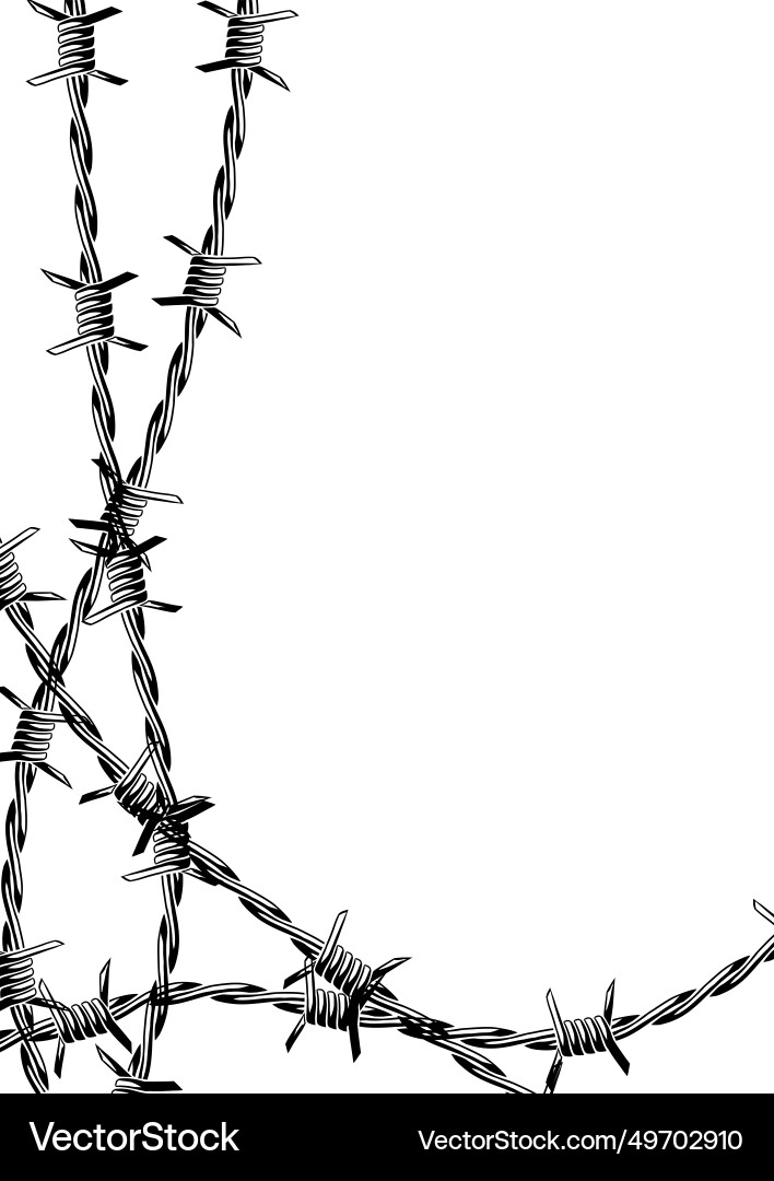 Barbed wire background sharp barbwire border Barbed wire background sharp barbwire border vector image