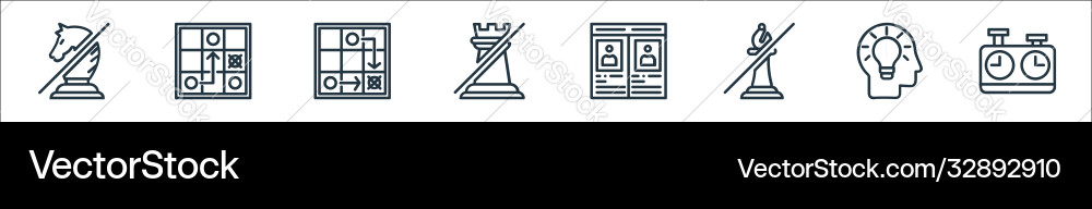 Chess game line icons linear set quality Chess game line icons linear set quality vector image