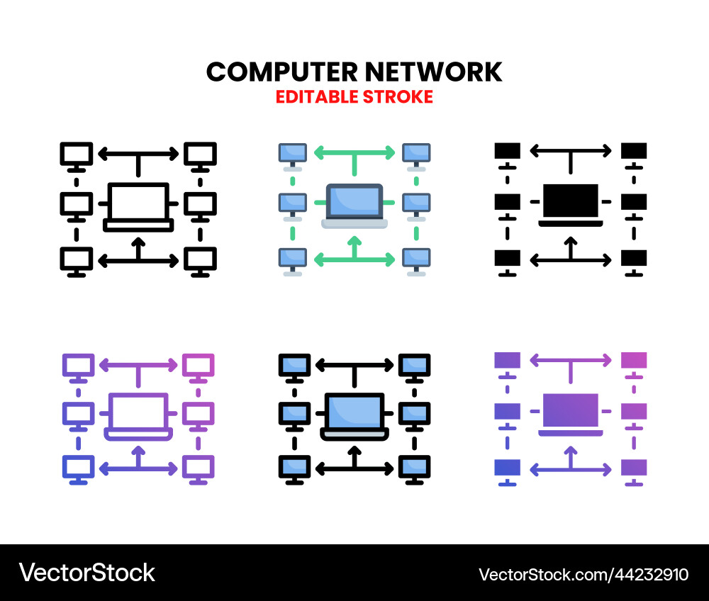 Computer-Netzwerk-Icon-Set mit unterschiedlichem Stil Computer-Netzwerk-Icon-Set mit unterschiedlichem Stil vektorbild